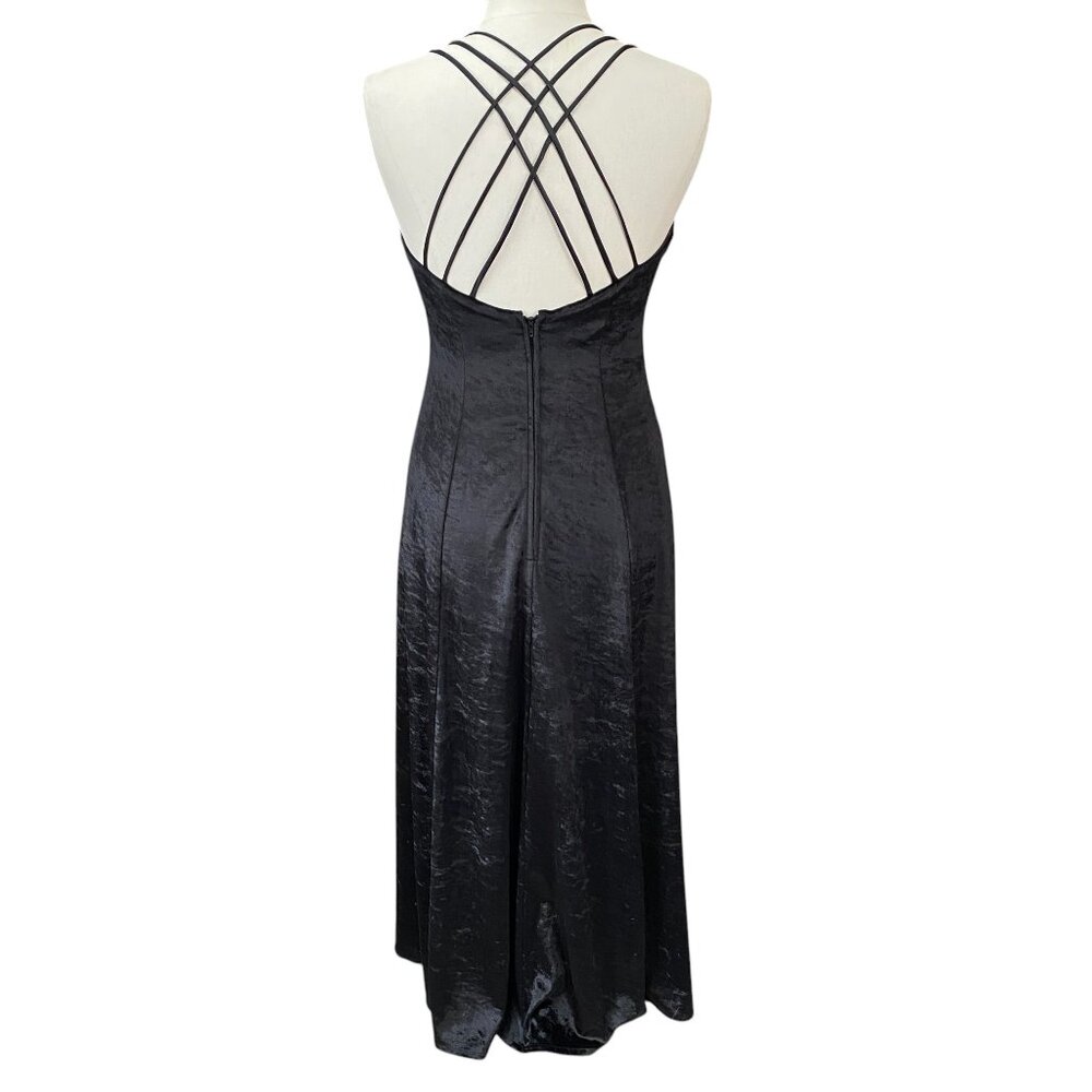 Vintage Strappy Velvet Backless Maxi Dress Black Whimsigoth Fairy Romantic Y2K-5